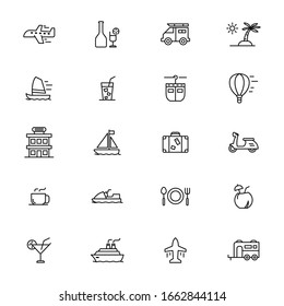 Travel vector icons on white background.