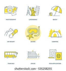 Travel vector icons set