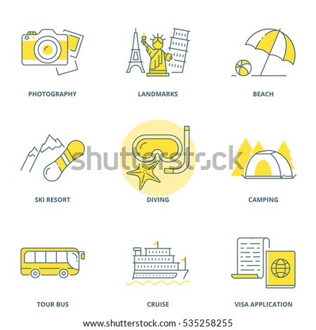 Travel vector icons set