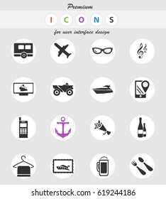 travel vector icons for user interface design