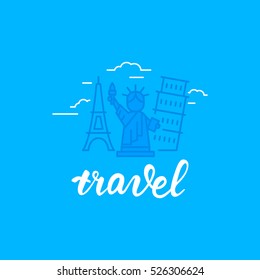 Travel vector illustration with calligraphy font