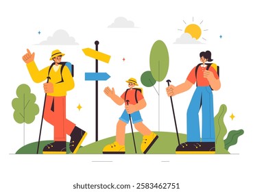 Travel Vector Illustration featuring Backpacking, Luggage, Maps, and Photo Cameras for Adventure, Tourism, and Exploration in a Flat Background