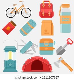 Ilustraciones vectoriales de viajes. Conjunto de 12 piezas.
