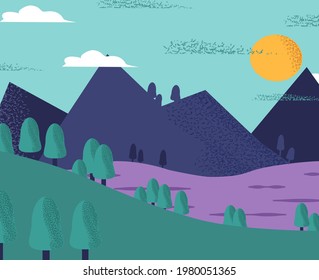 Travel vector landscapes. Flat icons tourism and travel. Holiday illustrations.