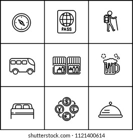 travel vector lines icons flat style on white background