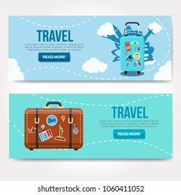 Travel vector logo design template. vacation or city sights icons.Travel banner.Modern flat design. Vector illustration. EPS 10.