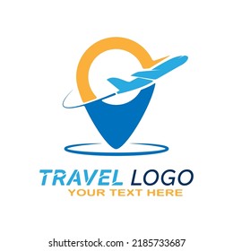 viajar. Logo vector, emblema o pegatina de una empresa turística o de excursiones, para sitios web, aplicaciones e ideas creativas. Estilo plano