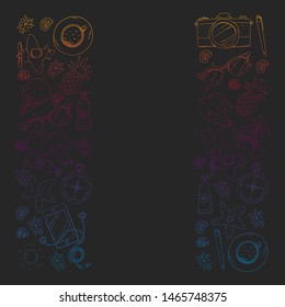 Travel vector pattern. Adventure, beach, tropical design.