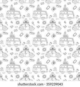 Travel vector seamless pattern.
