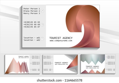 Travel vector set on a sticker, poster, card, business card for a travel company. Geometric theme