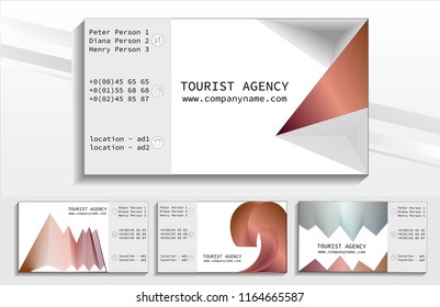 Travel vector set on a sticker, poster, card, business card for a travel company. Geometric theme