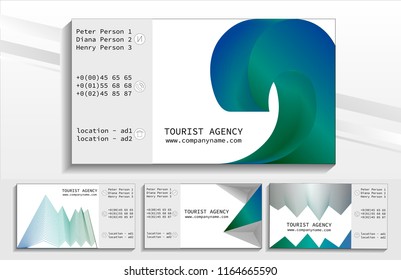 Travel vector set on a sticker, poster, card, business card for a travel company. Geometric theme