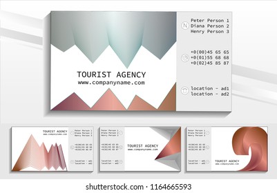 Travel vector set on a sticker, poster, card, business card for a travel company. Geometric theme