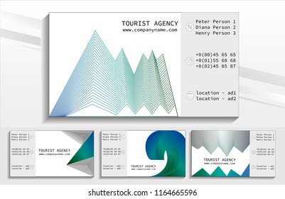 Travel vector set on a sticker, poster, card, business card for a travel company. Geometric theme