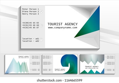 Travel vector set on a sticker, poster, card, business card for a travel company. Geometric theme