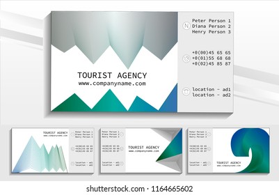 Travel vector set on a sticker, poster, card, business card for a travel company. Geometric theme