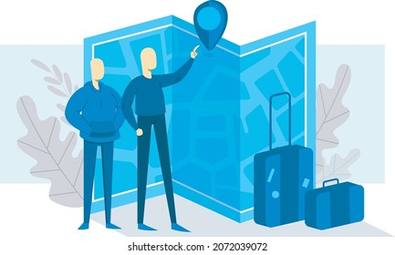 Travel vector, tickets, maps, poses, travel elements, travel illustration travel templates
