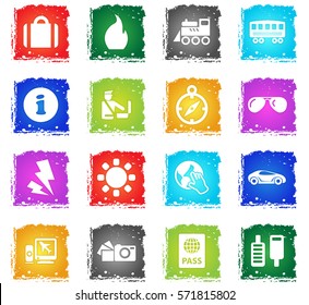 travel vector web icons in grunge style for user interface design