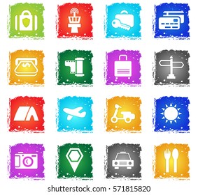 travel vector web icons in grunge style for user interface design