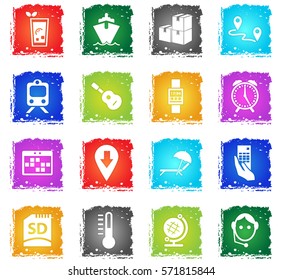 travel vector web icons in grunge style for user interface design