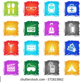 travel vector web icons in grunge style for user interface design