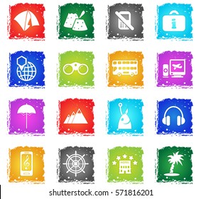travel vector web icons in grunge style for user interface design