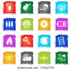 travel vector web icons in grunge style for user interface design