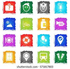 travel vector web icons in grunge style for user interface design