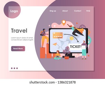 Travel vector website template, web page and landing page design for website and mobile site development. Travel the world, booking online flight tickets, internet payment services concepts.