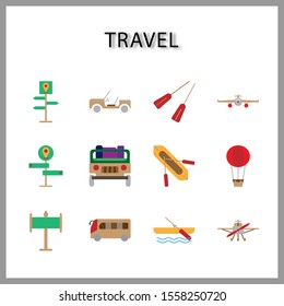 travel and vehicle icon set isolated on white background for web design