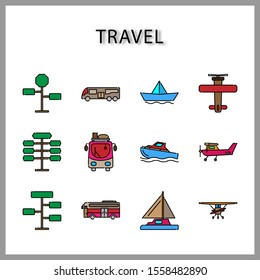 travel and vehicle icon set isolated on white background for web design