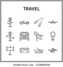 travel and vehicle icon set isolated on white background for web design