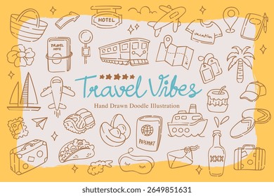 Travel Vibes Hand Drawn Doodle Set