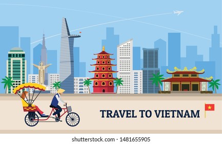 Travel To Vietnam Concept Banner. Flat Illustration Of Travel To Vietnam Vector Concept Banner For Web Design