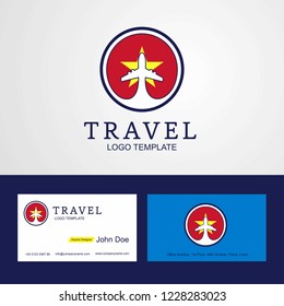 Travel Vietnam Creative Circle flag Logo and Business card design