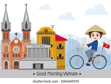 Travel to Vietnam. Set of traditional cultural symbols.