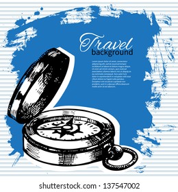Travel vintage background. Sea nautical design. Hand drawn illustration