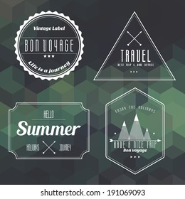 travel vintage label on geometry background vector