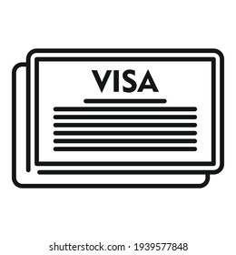 Travel visa icon. Outline travel visa vector icon for web design isolated on white background