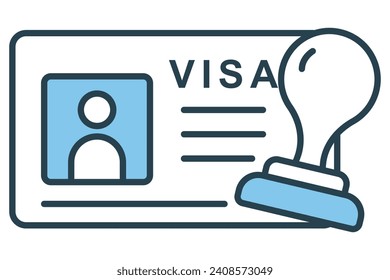 travel visa stamp icon. icon related to travel, permission to enter a foreign country. flat line icon style. element illustration