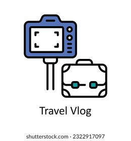 Travel Vlog Filled Outline Icon Design illustration. Online Steaming Symbol on White background EPS 10 File