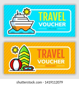 Travel voucher design template. Vector illustration