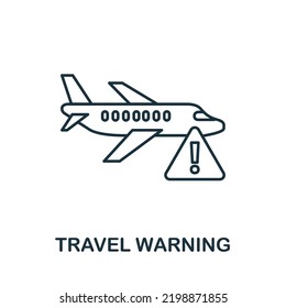 Icono de aviso de viaje. Elemento simple de la nueva colección de normalidad. Icono de advertencia de viaje monocromo relleno para plantillas, infografías y banners
