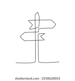 Travel Way Sign One Single Line Drawing. Vector Illustration of Continuous Monoline Sign Illustration. Linear Art.