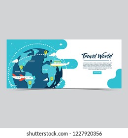 Travel Web Banner Vector Template