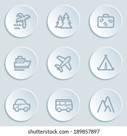 Travel  web icon set 1, white sticker buttons