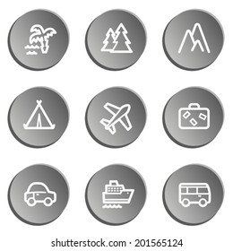 Travel  web icon set 1,  grey stickers set