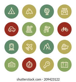 Travel web icon set 1, vintage color