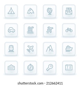 Travel web icon set 1, white square buttons