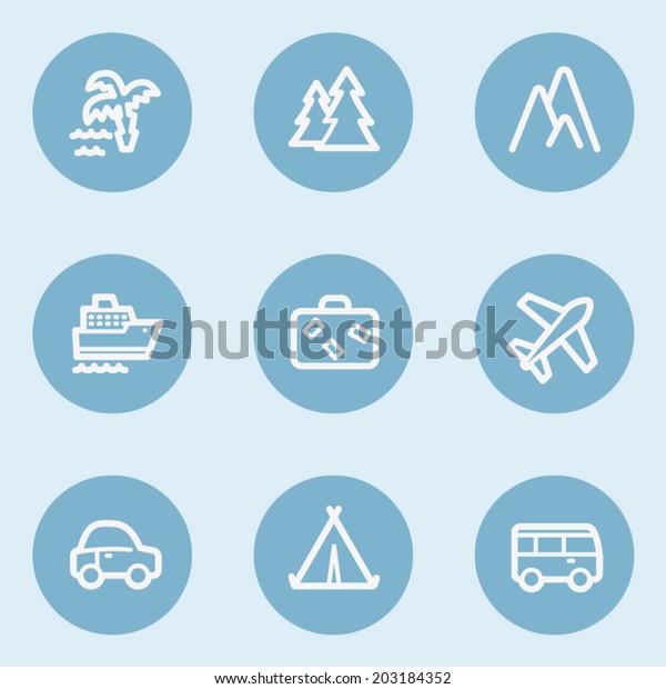 Travel  web icon set 1, \
blue buttons
